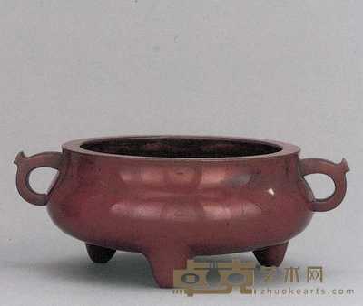 17世纪 铜窑变双耳三足香炉 直径20.4cm